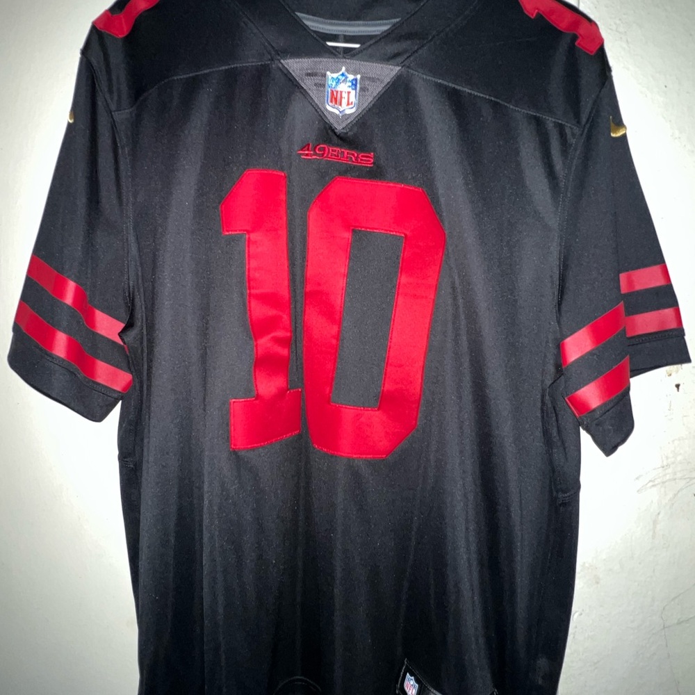 San Francisco 49ers Alternate Black and Red Hand Stitched Jersey